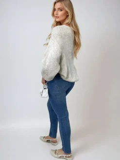 Denim Emilia Rhinestone Embellished Skinny Fit Mid Rise Jeans<IKRUSH Outlet