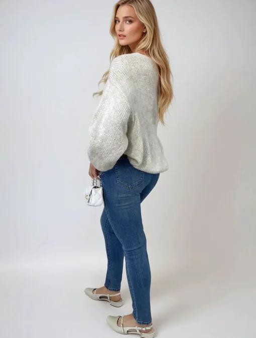 Denim Emilia Rhinestone Embellished Skinny Fit Mid Rise Jeans<IKRUSH Outlet