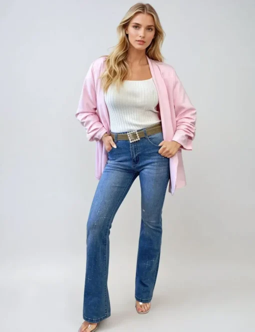 Denim Grace Embellished High Waisted Flare Jeans<IKRUSH Clearance