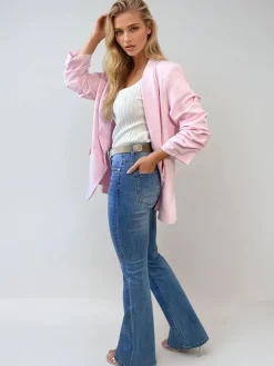 Denim Grace Embellished High Waisted Flare Jeans<IKRUSH Clearance