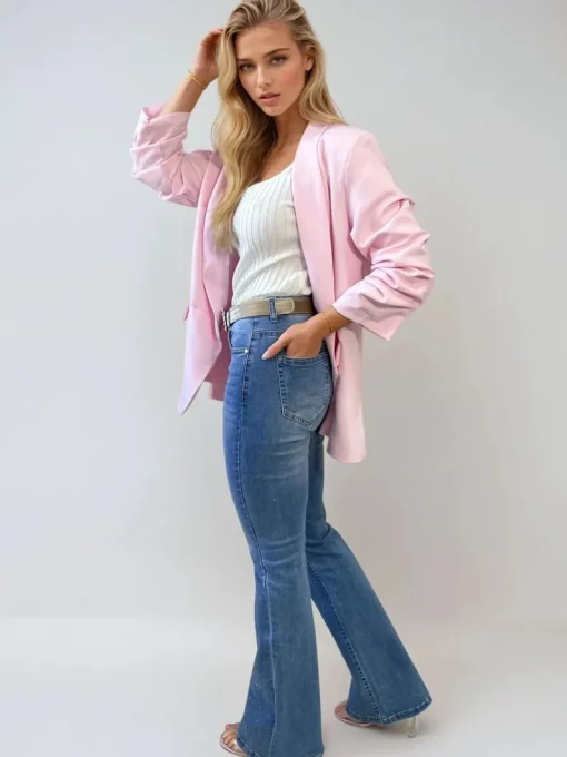 Denim Grace Embellished High Waisted Flare Jeans<IKRUSH Clearance