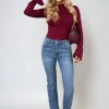 Denim Hazel Rhinestone Hem High Waist Flare Jeans<IKRUSH Online