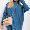 Denim Janiyah Turtle Neck Longline Knitted Jumper<IKRUSH Hot