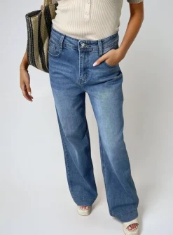 Denim Layla High Waisted Wide Leg Jeans<IKRUSH Online