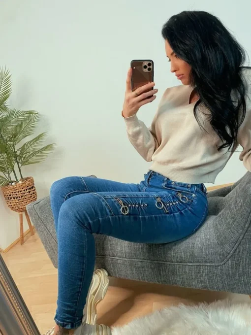 Denim Leona Hoop Design Jeans<IKRUSH Outlet
