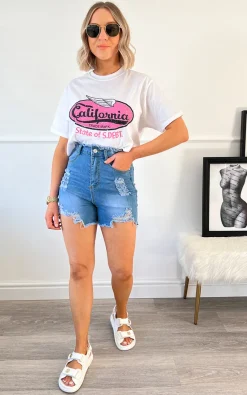 Denim Mabel Distressed Denim Shorts<IKRUSH Online