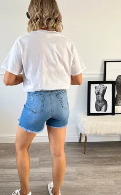 Denim Mabel Distressed Denim Shorts<IKRUSH Online