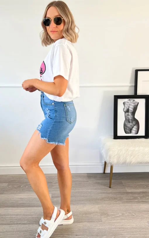 Denim Mabel Distressed Denim Shorts<IKRUSH Online