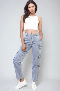 Denim Regina Multi Flap Pockets Cargo Jeans<IKRUSH New