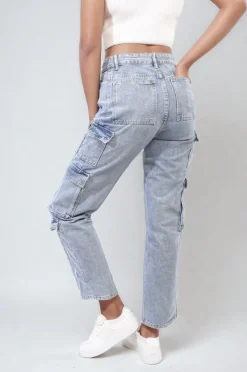 Denim Regina Multi Flap Pockets Cargo Jeans<IKRUSH New