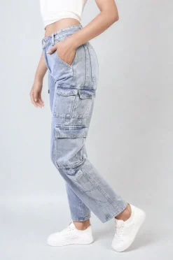 Denim Regina Multi Flap Pockets Cargo Jeans<IKRUSH New