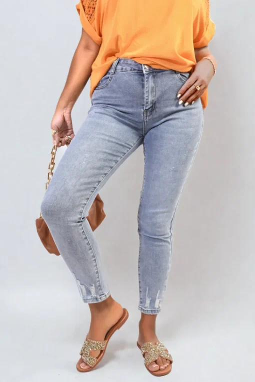 Denim Sevyn Distressed High Waisted Jeans<IKRUSH Clearance