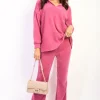 Fuschia Amelia Collared Long Sleeve & Trouser Co-ord Set<IKRUSH Clearance