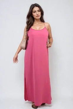 Fuschia Fiona Spaghetti Strap Side Slit Maxi Dress<IKRUSH Best