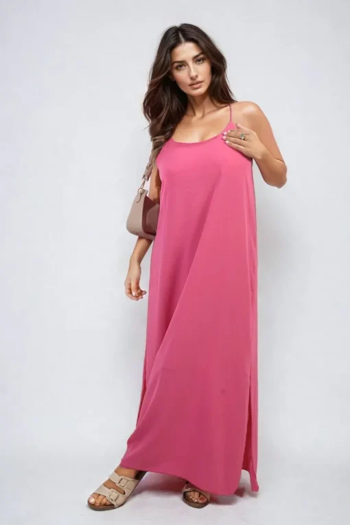 Fuschia Fiona Spaghetti Strap Side Slit Maxi Dress<IKRUSH Best