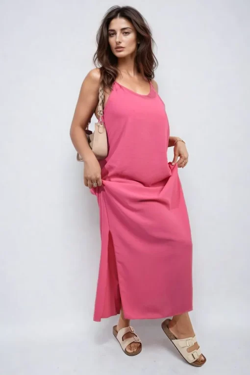 Fuschia Fiona Spaghetti Strap Side Slit Maxi Dress<IKRUSH Best