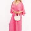 Fuschia Maysa Wide Leg V Neck Jumpsuit with Back Tie Detail<IKRUSH Fashion