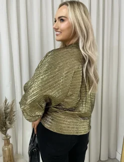 Gold Christy Metallic Tie Front Top<IKRUSH Outlet
