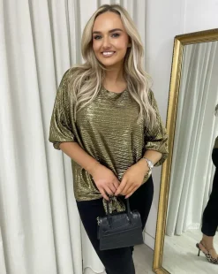 Gold Christy Metallic Tie Front Top<IKRUSH Outlet