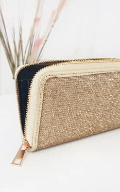 Gold Luv Diamante Zip Purse<IKRUSH New