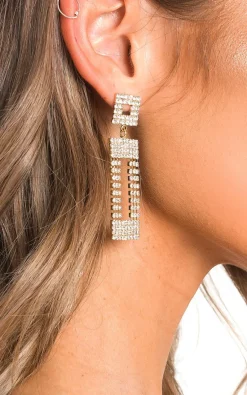 Gold Nina Diamante Drop Earrings<IKRUSH Outlet