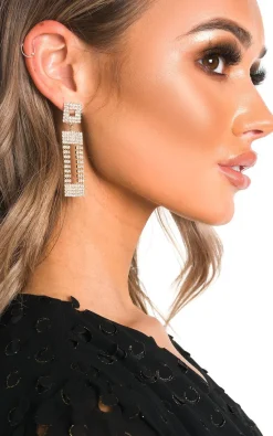 Gold Nina Diamante Drop Earrings<IKRUSH Outlet