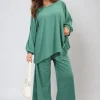 Green Daniela Oversized Long Sleeve Top and Wide Leg Co-ord Set<IKRUSH New