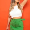 Green Eleanor Pocket Belted Cargo Skort<IKRUSH Online