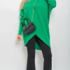 Green Janiyah Turtle Neck Longline Knitted Jumper<IKRUSH Discount