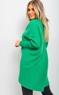 Green Janiyah Turtle Neck Longline Knitted Jumper<IKRUSH Discount