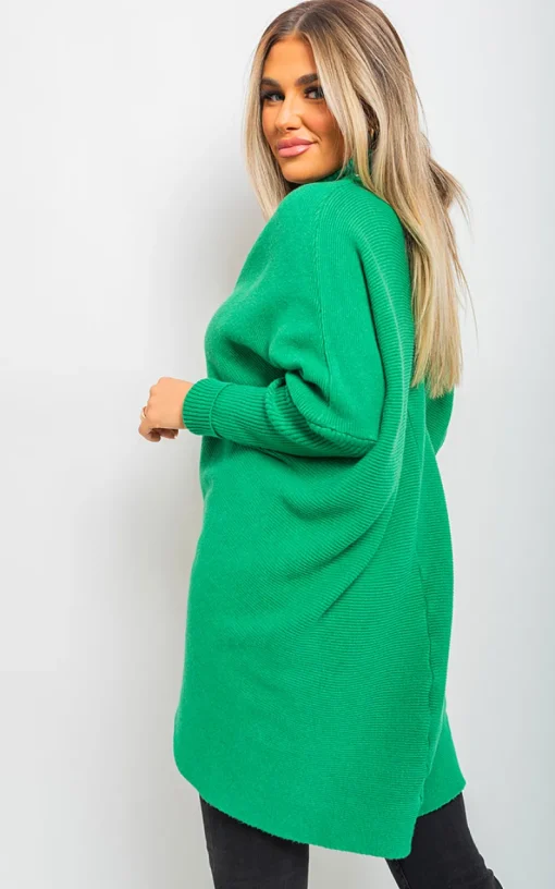 Green Janiyah Turtle Neck Longline Knitted Jumper<IKRUSH Discount