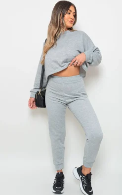 Grey Amanda Sweatshirt and Jogger Loungewear Co-ord Set<IKRUSH Online