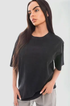Grey Andi Oversized Short Sleeve Casual Loose Top<IKRUSH New