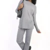 Grey Annalise Knitted Top and Trouser Co-ord Set<IKRUSH Online