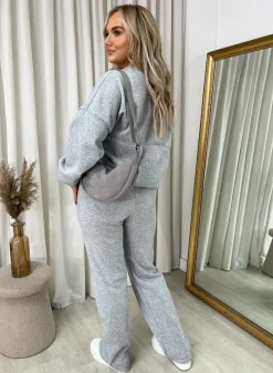 Grey Ashlee Zip Bomber Jacket and Trouser Co-ord Set<IKRUSH Hot