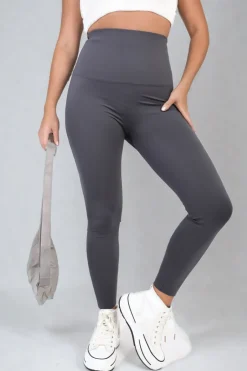 Grey Camila High Waist Wide Waistband Leggings<IKRUSH Online