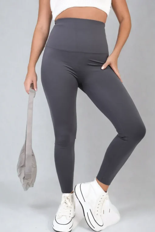 Grey Camila High Waist Wide Waistband Leggings<IKRUSH Online