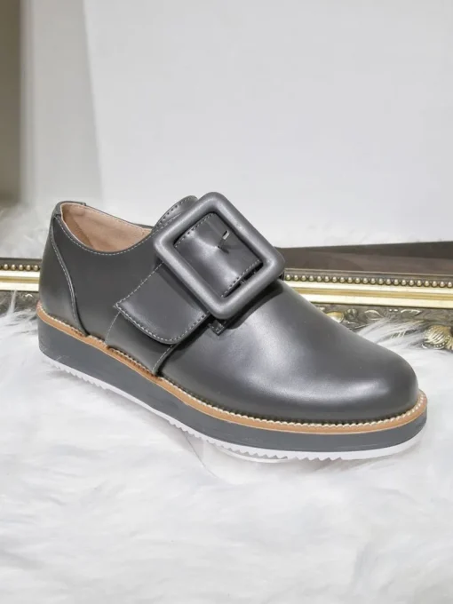 Grey Ella Fashion Flat Shoes<IKRUSH Hot