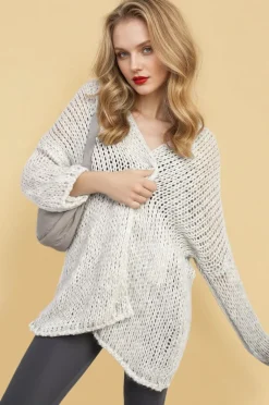 Grey Hazel Chunky Long Sleeve Knitted Cardigan<IKRUSH New