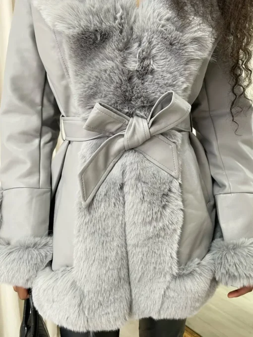 Grey Janna Faux Fur Trim Winter Jacket<IKRUSH Discount