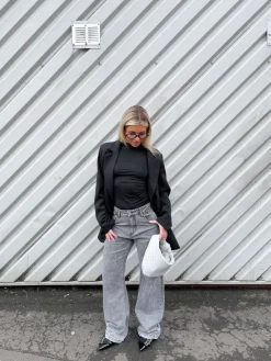 Grey Madelyn High Waist Loose Leg Jeans<IKRUSH Outlet