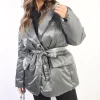 Grey Penelope Oversized Belted Jacket<IKRUSH Sale