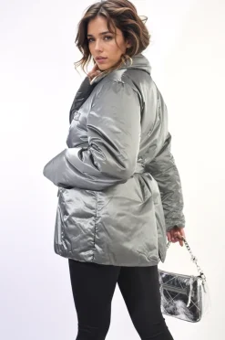 Grey Penelope Oversized Belted Jacket<IKRUSH Sale