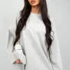 Grey Remi Oversized Long Sleeve Sweatshirt Top<IKRUSH Online