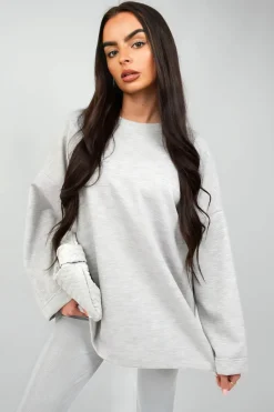 Grey Remi Oversized Long Sleeve Sweatshirt Top<IKRUSH Online