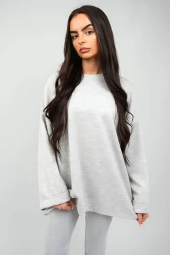 Grey Remi Oversized Long Sleeve Sweatshirt Top<IKRUSH Online