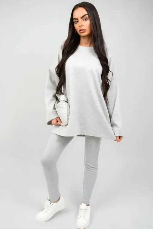Grey Remi Oversized Long Sleeve Sweatshirt Top<IKRUSH Online