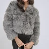 Grey Shayna Faux Fur Winter Jacket<IKRUSH Hot