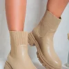 Khaki Ashley Chelsea Chunky Ankle Boots<IKRUSH Sale