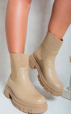 Khaki Ashley Chelsea Chunky Ankle Boots<IKRUSH Sale